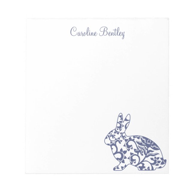 Chinoiserie Bunny Rabbit Personalized Notepad (Front)