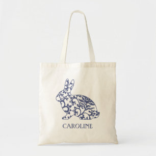 Chinoiserie Bunny Rabbit Personalized Tote Bag