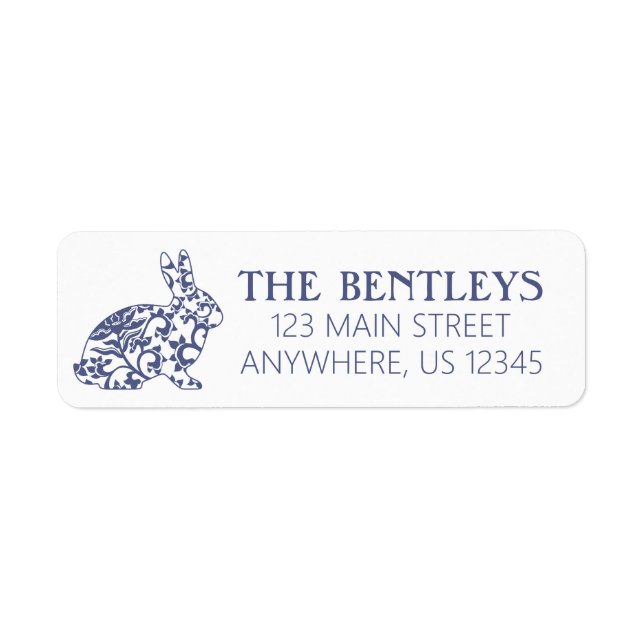 Chinoiserie Bunny Rabbit Return Address Labels (Front)