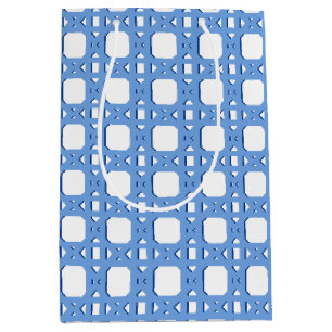 Chinoiserie Cane Trellis in Blue Porcelain Medium Gift Bag