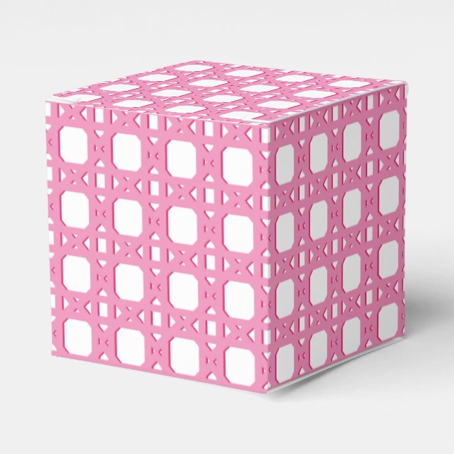 Chinoiserie Cane Trellis in Pink Favor Box (Front Side)