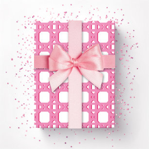 Chinoiserie Cane Trellis in Pink Wrapping Paper