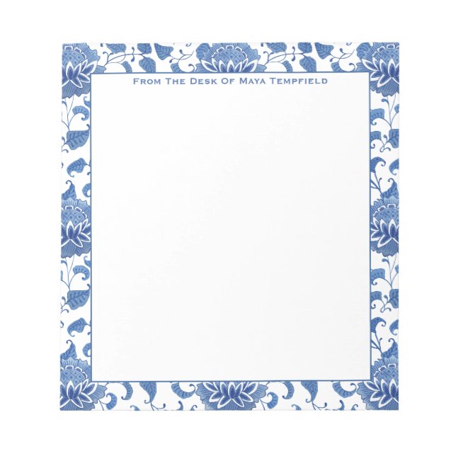 Chinoiserie Chic Antique Blue And White Ginger Jar Notepad (Front)