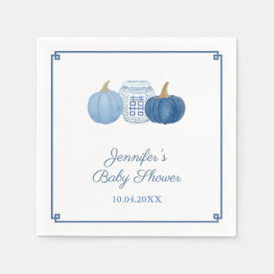 Chinoiserie Chic Blue Pumpkins Baby Shower Party Napkin
