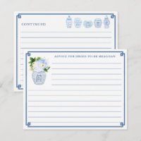 Chinoiserie Chic Blue & White Wedding Advice Card