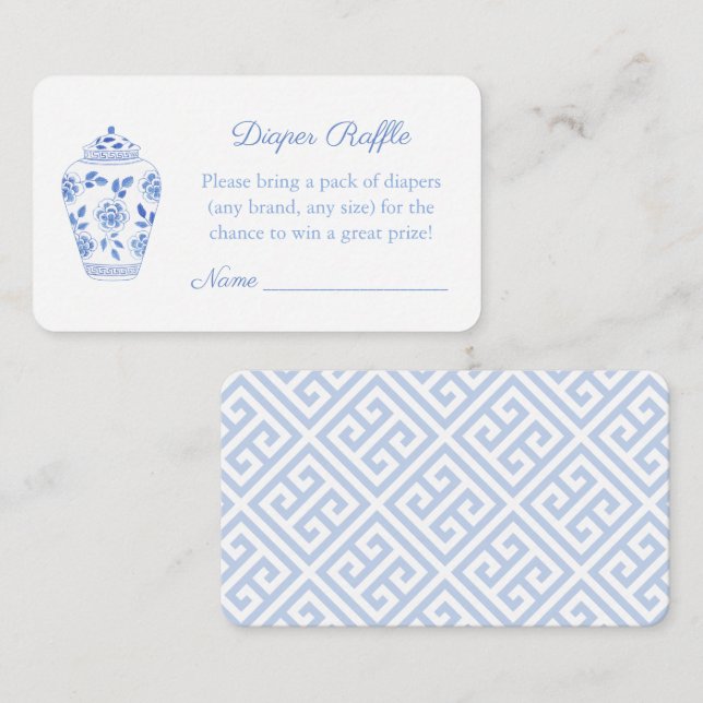 Chinoiserie Chic Diaper Raffle Baby Shower Enclosure Card (Front/Back)