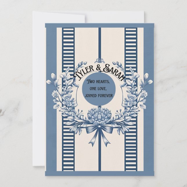 Chinoiserie Chic Faire-part de mariage | Floral bl (Devant)