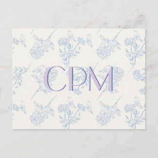 Chinoiserie Chic Floral Monogramme Carte postale