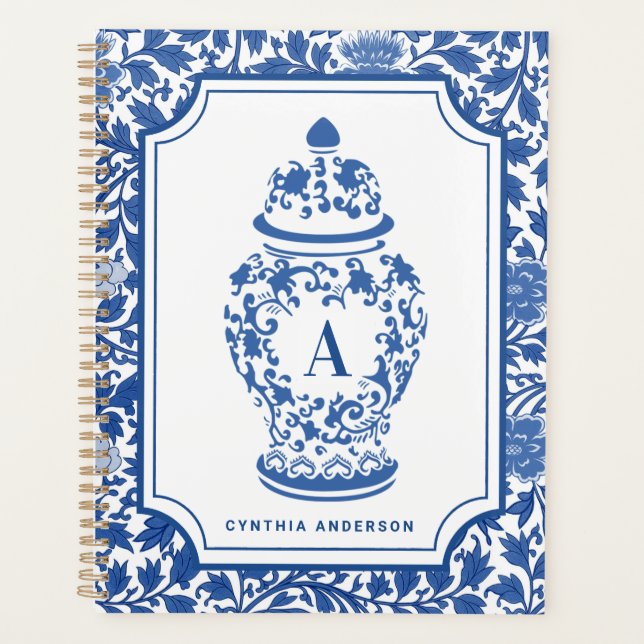 Chinoiserie Chic GingerJar  | Monogram |  Planner (Front)
