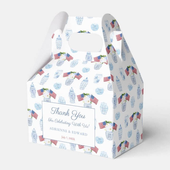 Chinoiserie Chic July 4th Wedding Favor Box (Front Side)