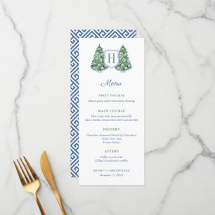 Chinoiserie Chic Monogram Winter Baptism Party Men Menu