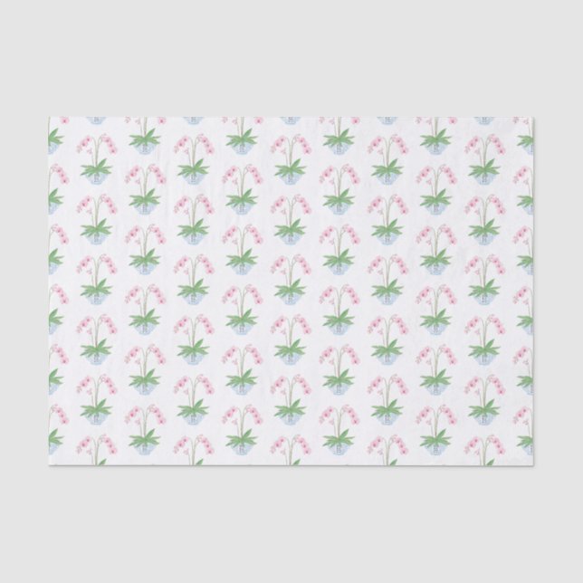 Chinoiserie Chic Pink Orchid Ginger Jar Planter Tissue Paper (Front)