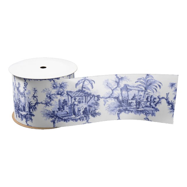 Chinoiserie China Blue Satin Ribbon (Spool)