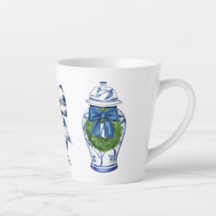 Chinoiserie Christmas Ginger Jar with Bow Latte Mug