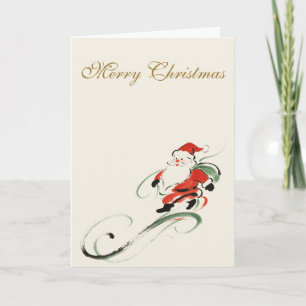 Chinoiserie Christmas Ink Wash Santa Holiday Card