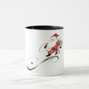 Chinoiserie Christmas Ink Wash Santa Mug
