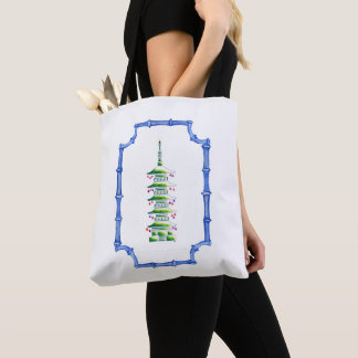 Chinoiserie Christmas Pagoda Tote Bag
