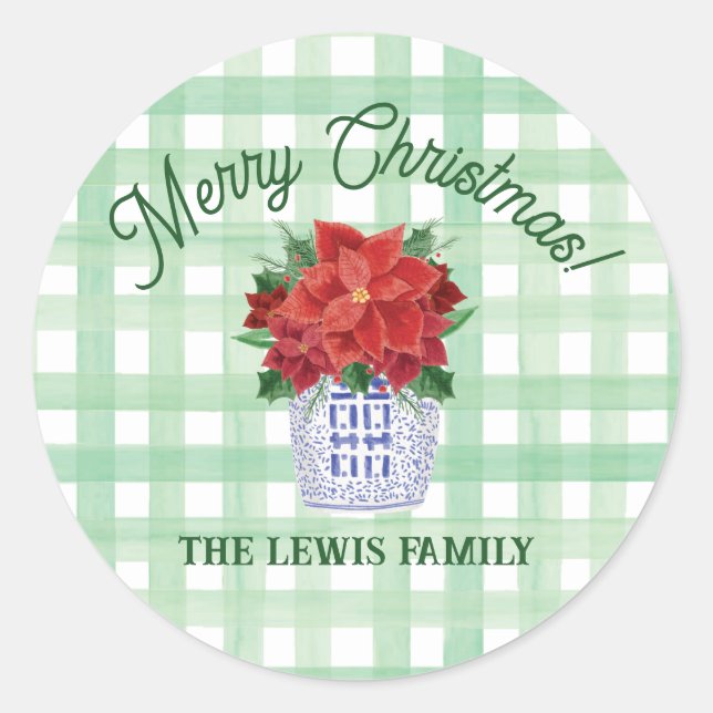 Chinoiserie Christmas Sticker Gift Tag (Front)
