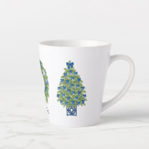 Chinoiserie Christmas Tree and Wreath Latte Mug