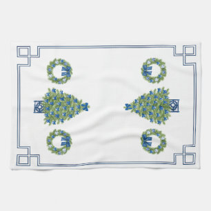Chinoiserie Christmas Tree Mirror Image Kitchen Towel