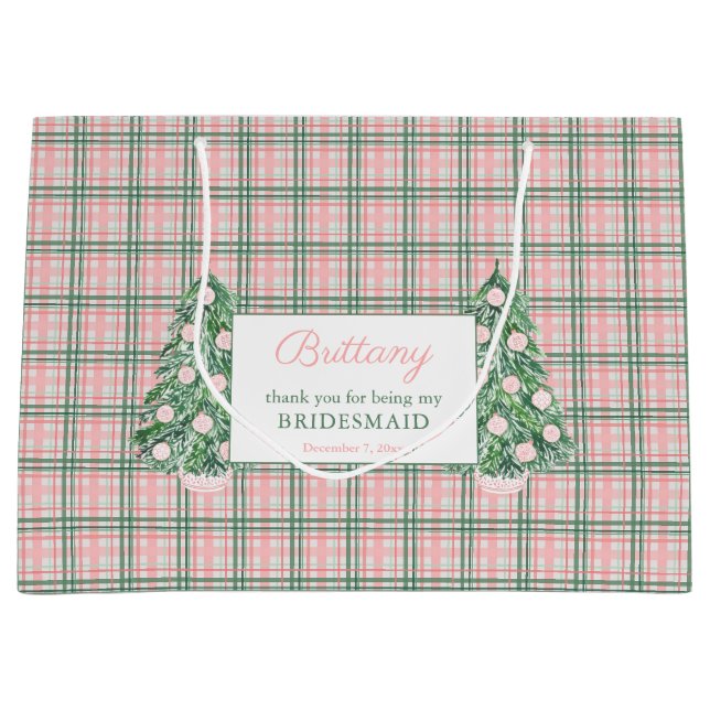Chinoiserie Christmas Wedding Party Thank You Large Gift Bag (Front)