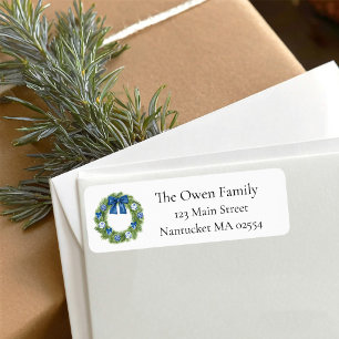 Chinoiserie Christmas Wreath Return Address