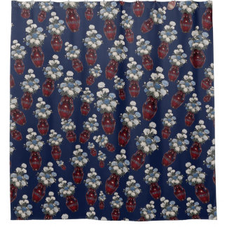 Chinoiserie Chrysathemums Vases Navy Blue