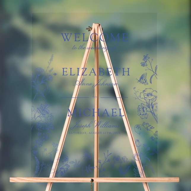 Chinoiserie classique Bleu Victorien Floral Mariag (Neutre)