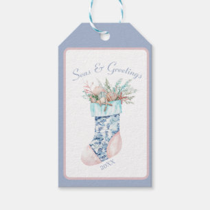 Chinoiserie Coastal Grandma Stocking  Gift Tags