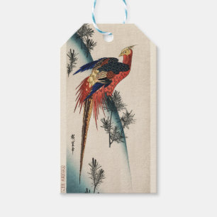 Chinoiserie Colourful Pheasant Bird & Pine Art Gift Tags
