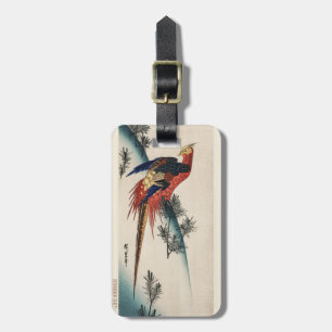 Chinoiserie Colourful Pheasant Bird & Pine Art Luggage Tag