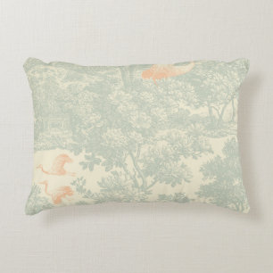 Chinoiserie Crane Toile Botanical Asian Garden Accent Pillow