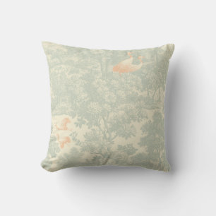 Chinoiserie Crane Toile Botanical Asian Garden Throw Pillow