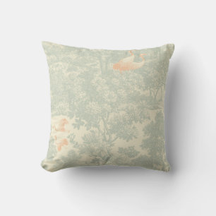 Chinoiserie Crane Toile Botanical Asian Garden Throw Pillow