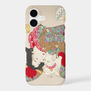 Chinoiserie Dame japonaise et chat en kimono Art