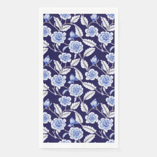 Chinoiserie Delft Blue Floral Porcelain Pattern Napkin