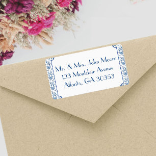 Chinoiserie Delft Blue Pattern•Custom Label