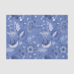 Chinoiserie design on blue background decoupage tissue paper
