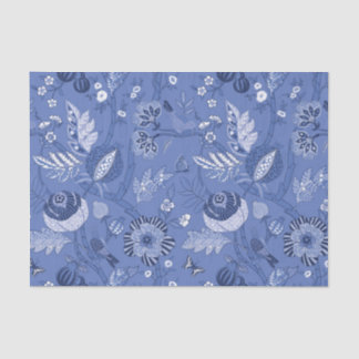 Chinoiserie design on blue background decoupage tissue paper