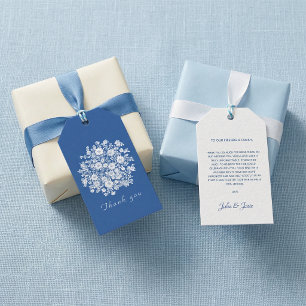 Chinoiserie dusty blue floral thank you favour gift tags