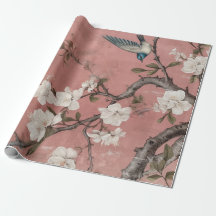 Chinoiserie Dusty Pink Cherry Blossom Background