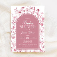 Chinoiserie Dusty Pink Floral Baby Girl Shower
