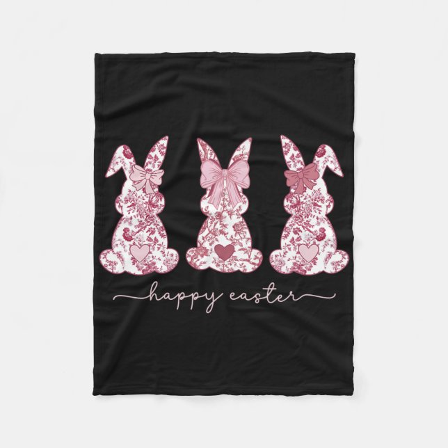 Chinoiserie Easter Bunny Pink Bow Coquette Cute Mo Fleece Blanket (Front)