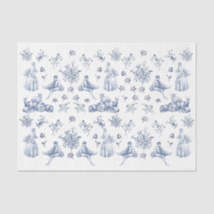 Chinoiserie Easter Egg Decoupage Blue Toile Floral Tissue Paper