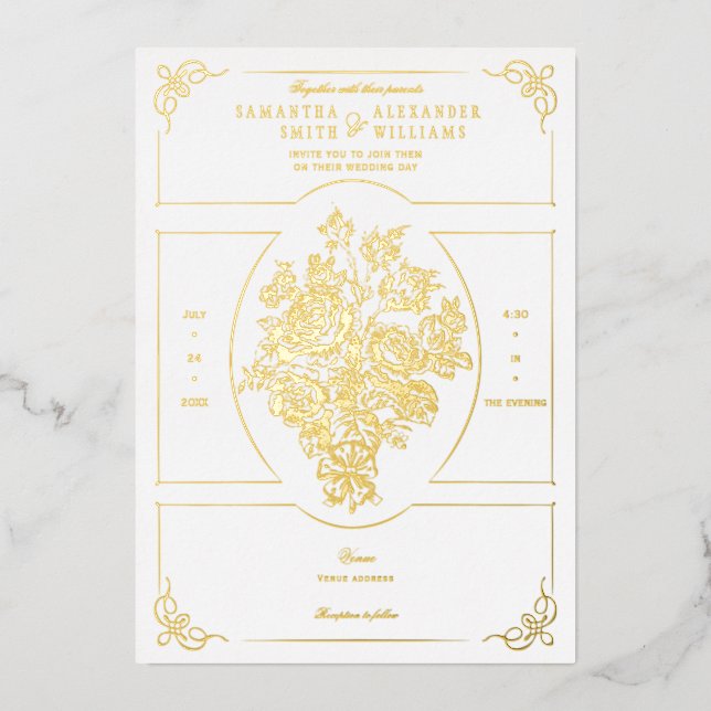 Chinoiserie Elegant Blue Bouquet Victorian Wedding (Front)