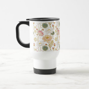 Chinoiserie Elegant Lotus Flowers Gold Pink Travel Mug