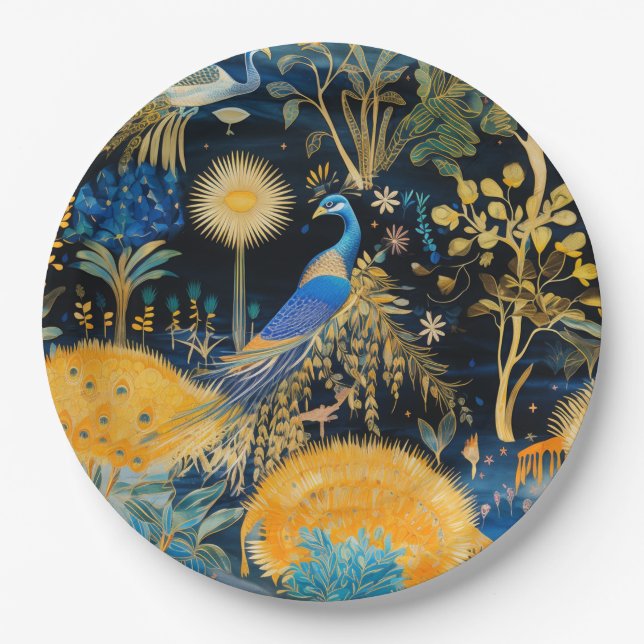 Chinoiserie Exotic Birds Botanical Pattern (10) Paper Plate (Front)