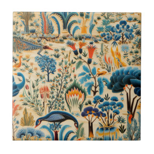 Chinoiserie Exotic Birds Botanical Pattern (11) Tile