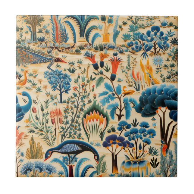 Chinoiserie Exotic Birds Botanical Pattern (11) Tile (Front)