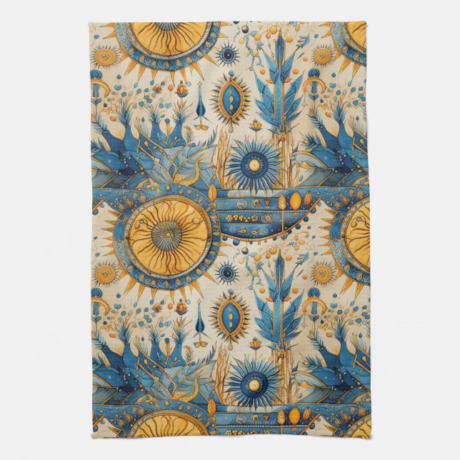 Chinoiserie Exotic Birds Botanical Pattern (1) Kitchen Towel (Vertical)